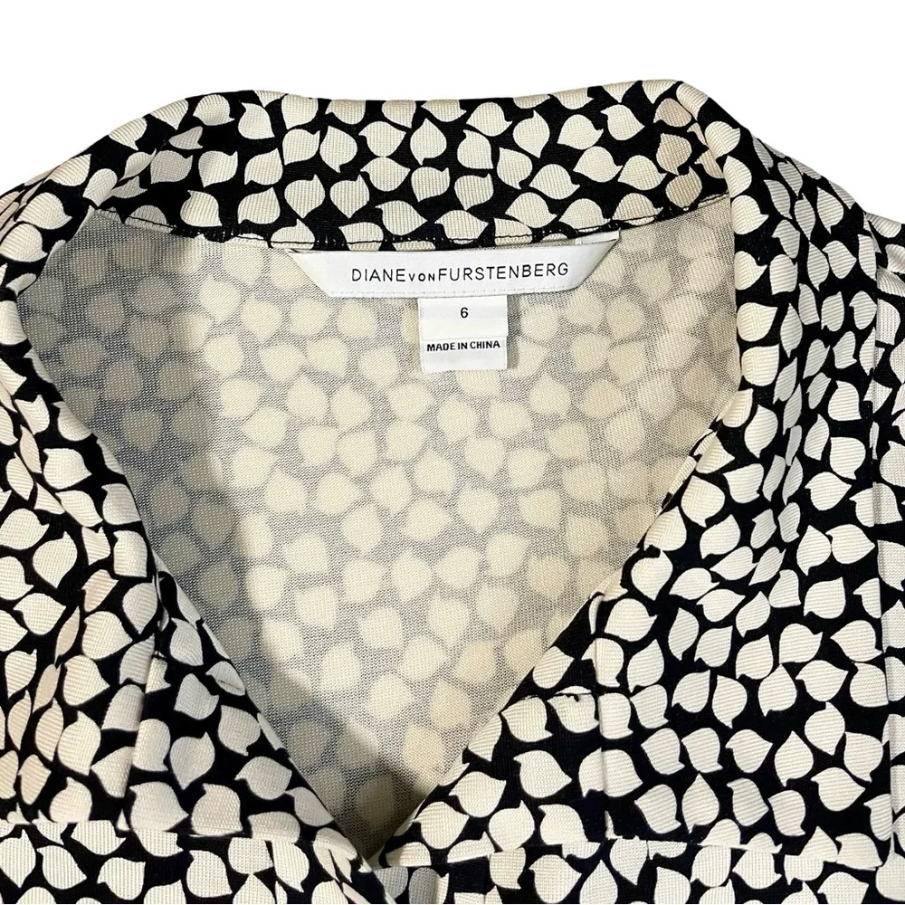 Diane Von Furstenberg Silk Anna Jersey Long Sleeve Shirt Dress Size 6 - Picture 4 of 7